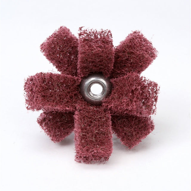 3M HS-XB Scotch-Brite Cross Buff, Aluminum Oxide Very Fine, Maroon, 1-1/2 in x 3/8 in, 2 Ply, 8-32 Eyelet (7000121147) (100 Pack)