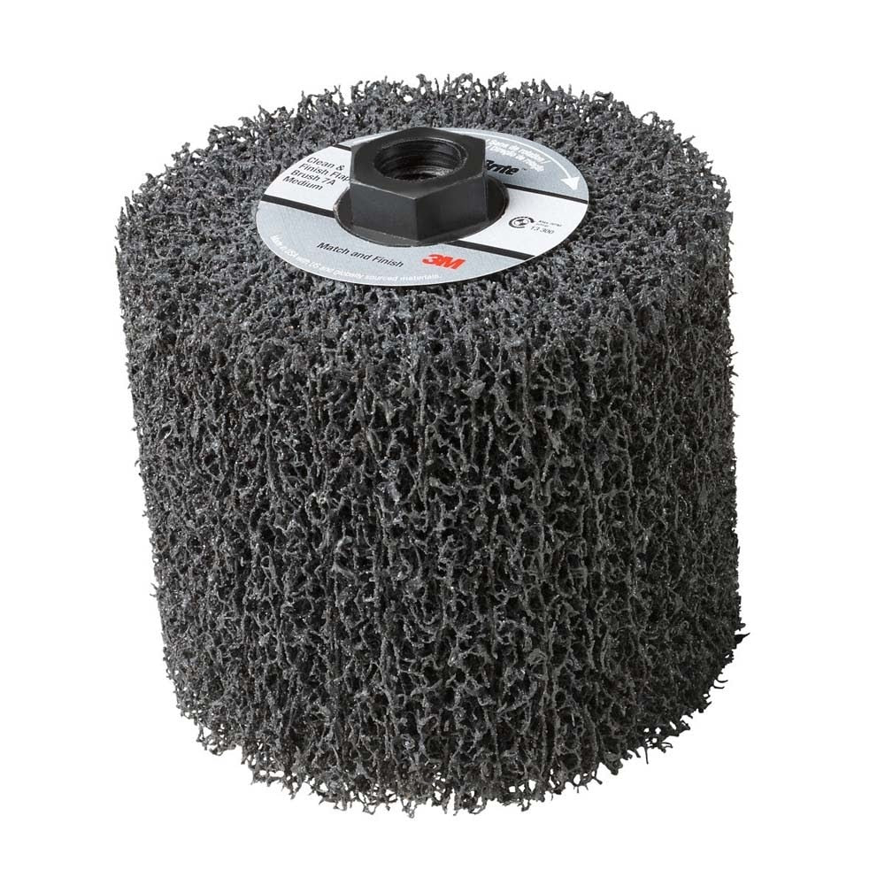 3M 7000121169 Scotch-Brite Match and Finish Flap Brush - 5A Extra Coarse Aluminum Oxide - Metal Finishing Brush for Inline Sanders - Quick Change Threaded Attachment - 4.5" x 4" x 5/8-11 Thread