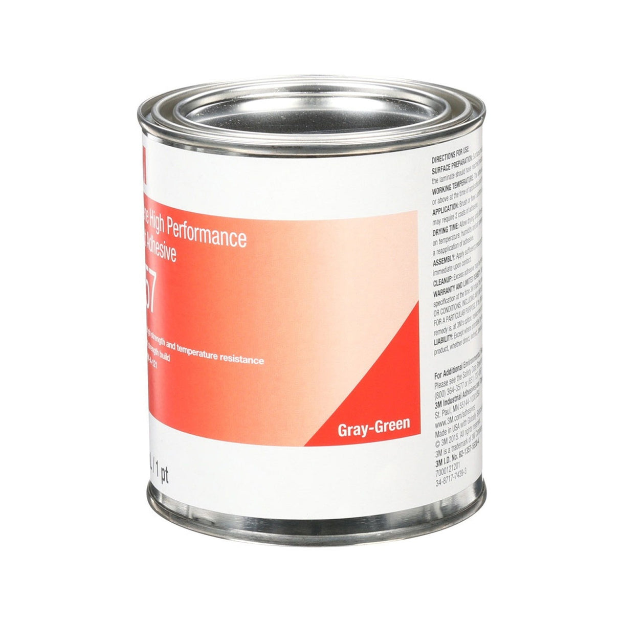 3M 1357 Neoprene High Performance Contact Adhesive, Gray-Green, 1 Pint Can (7000121201) (Case of 12) (12 Pack) - 3