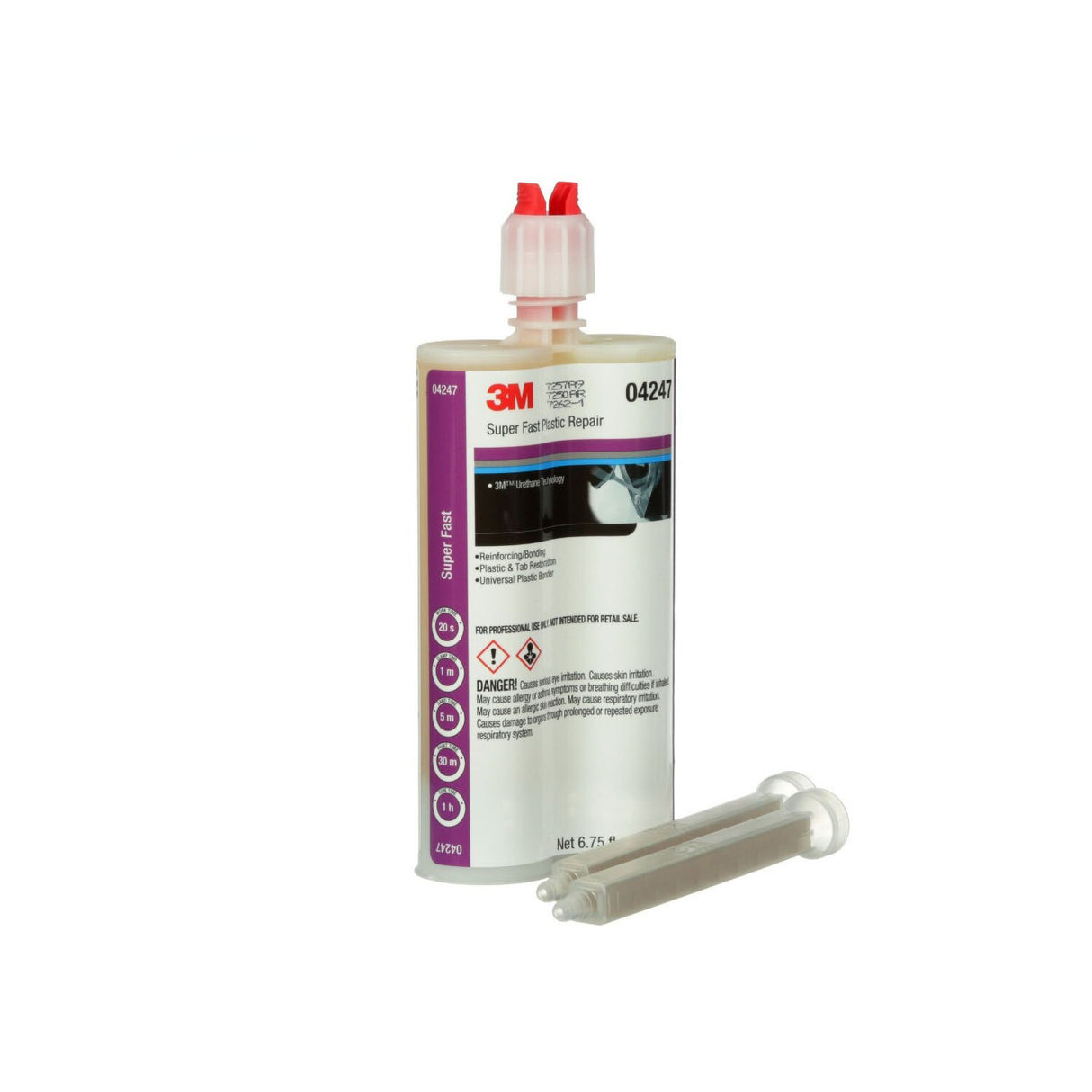 3M 04247 Super Fast Plastic Repair Two-Part Urethane Adhesive, Transparent, 200 mL 6.75 fl oz Cartridge (4247) (7000121226) (6 Pack) - 3
