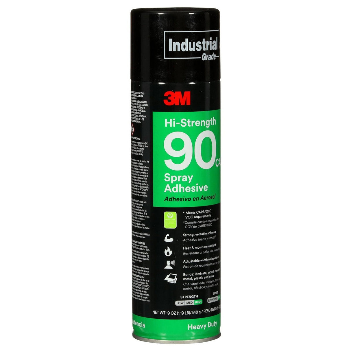3M 90 Hi-Strength 90 CA Spray Adhesive Low VOC Clear 24 fl oz Can Net Wt 19 oz (7000121418) (12 Pack) - 2