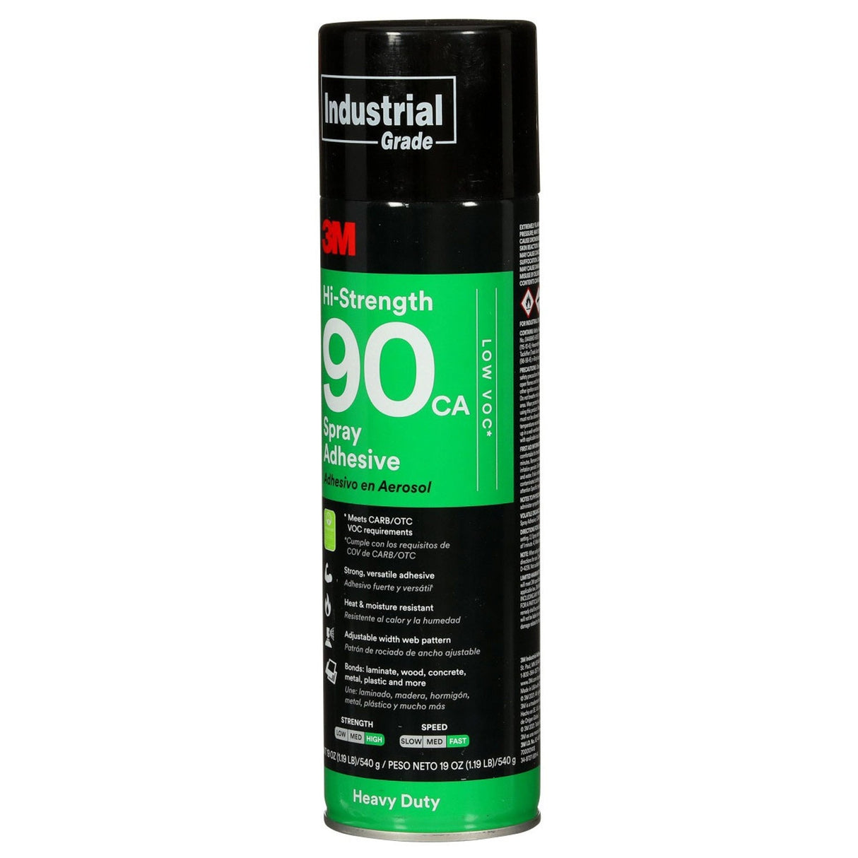 3M 90 Hi-Strength 90 CA Spray Adhesive Low VOC Clear 24 fl oz Can Net Wt 19 oz (7000121418) (12 Pack) - 3