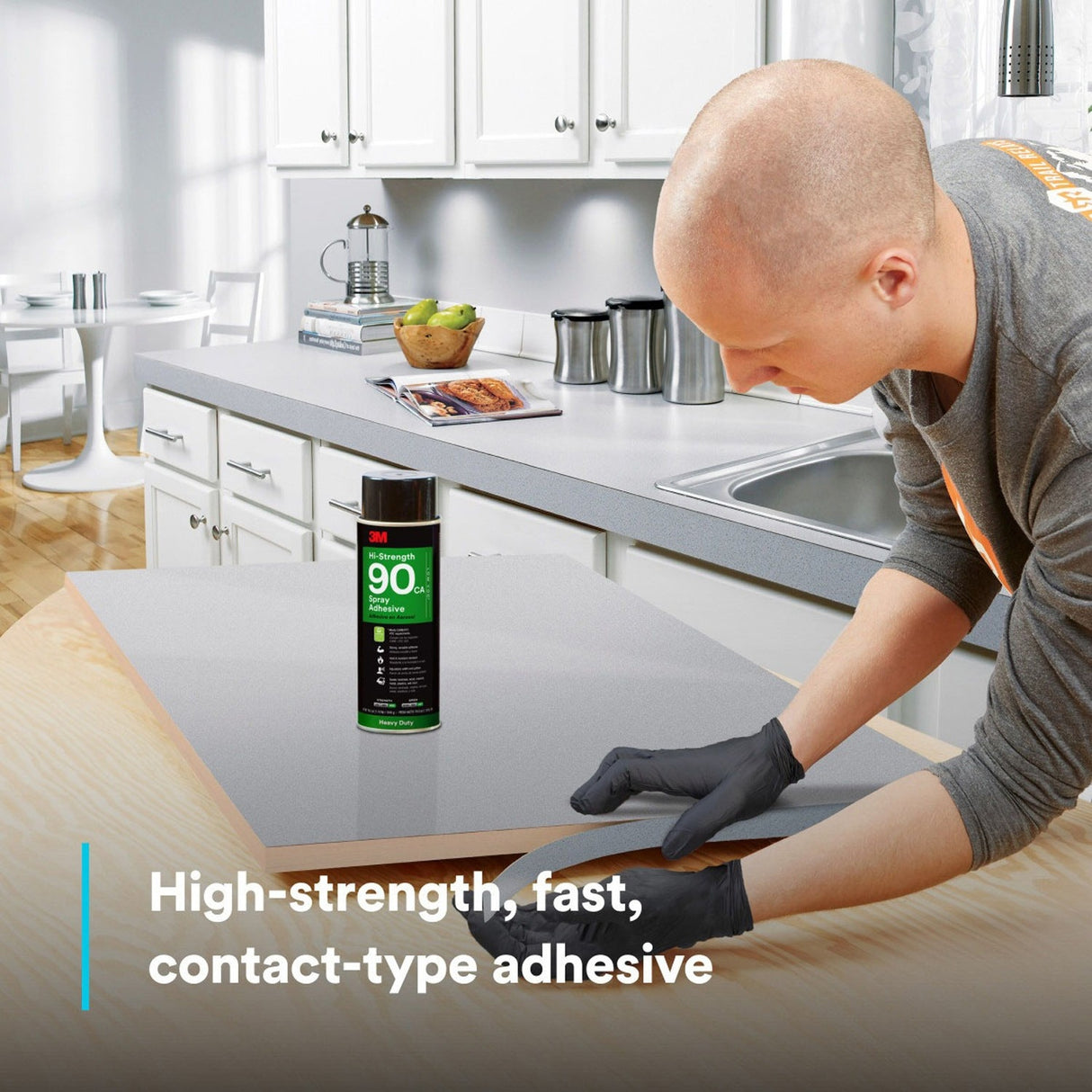 3M 90 Hi-Strength 90 CA Spray Adhesive Low VOC Clear 24 fl oz Can Net Wt 19 oz (7000121418) (12 Pack) - 7