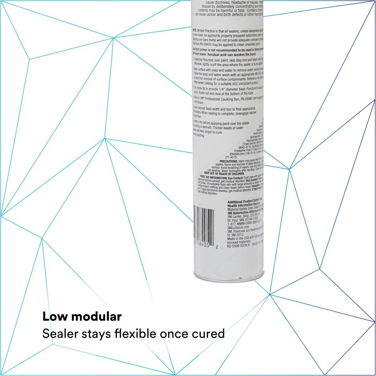 3M Flexiclear Body Seam Sealer, Transparent, 10 fl oz Cartridge (08405) (7000121530) (12 Pack) - 7