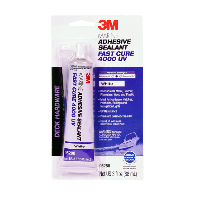 3M 4000 UV Marine Adhesive Sealant White 3 fl oz Tube (5280) (7000121531) (6 Pack)
