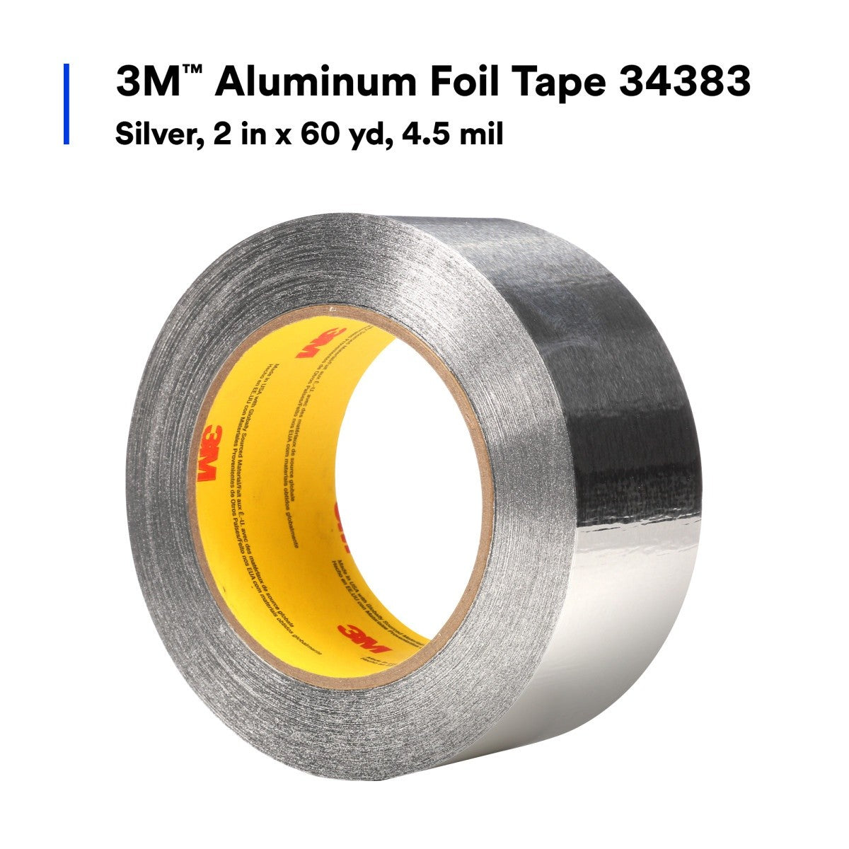 3M 34383 Aluminum Foil Tape, Silver, 2 in x 60 yd, 4.5 mil (7000122329) (24 Pack) - 5