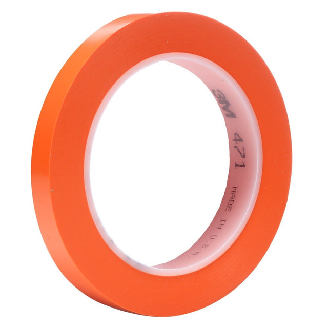 3M 471 Vinyl Tape, Orange, 1/2 in x 36 yd, 5.2 mil (7000123283) (72 Pack)