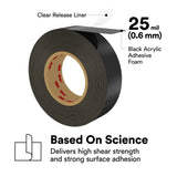 3M 4929 VHB Double Sided Acrylic Foam Tape, Black, 25 mil, 3/4 in x 72 yd (7000123401) (12 Pack) - 7