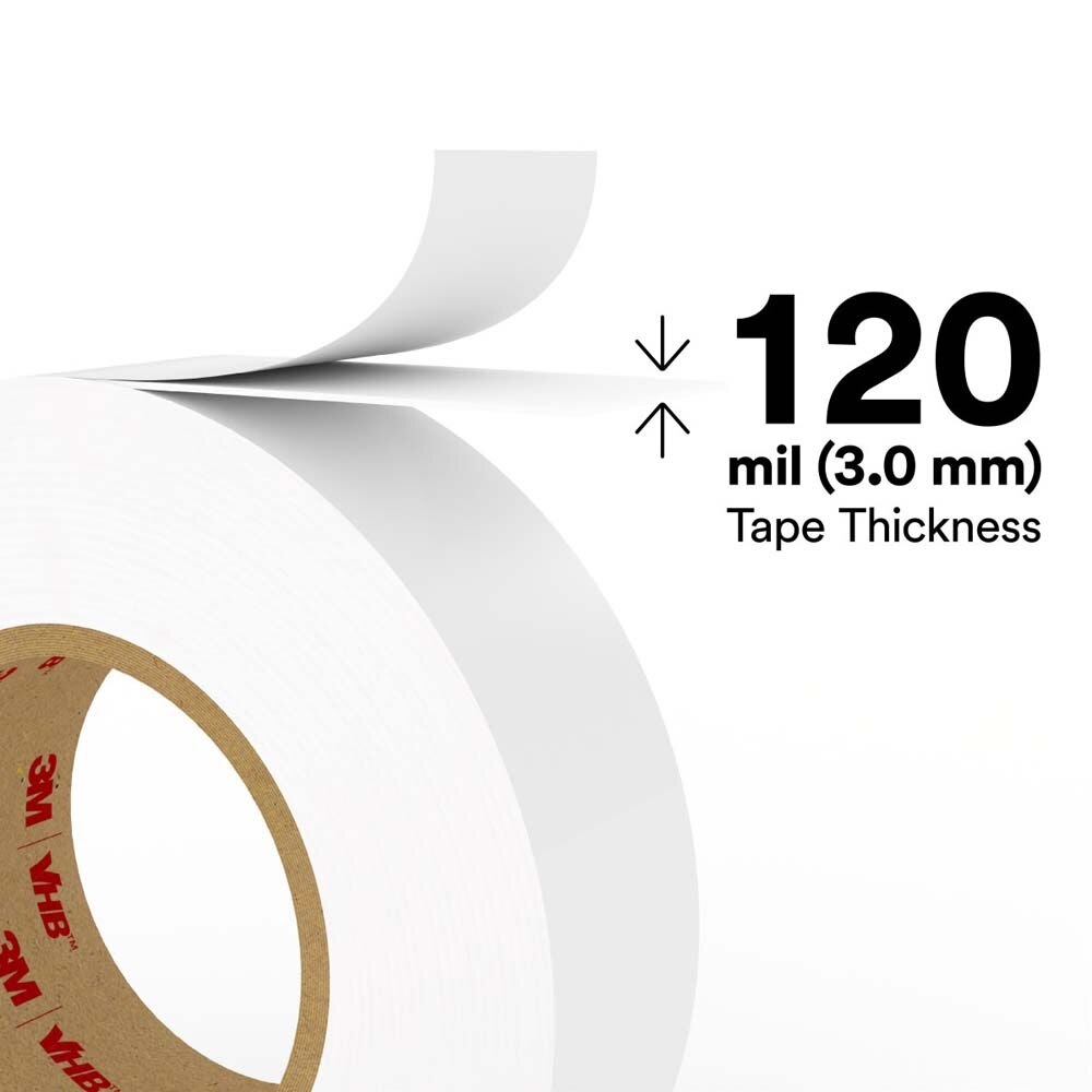 3M 4959 VHB Tape , White, 1/2 in x 36 yd 120 mil (7000123403) (18 Pack) - 6