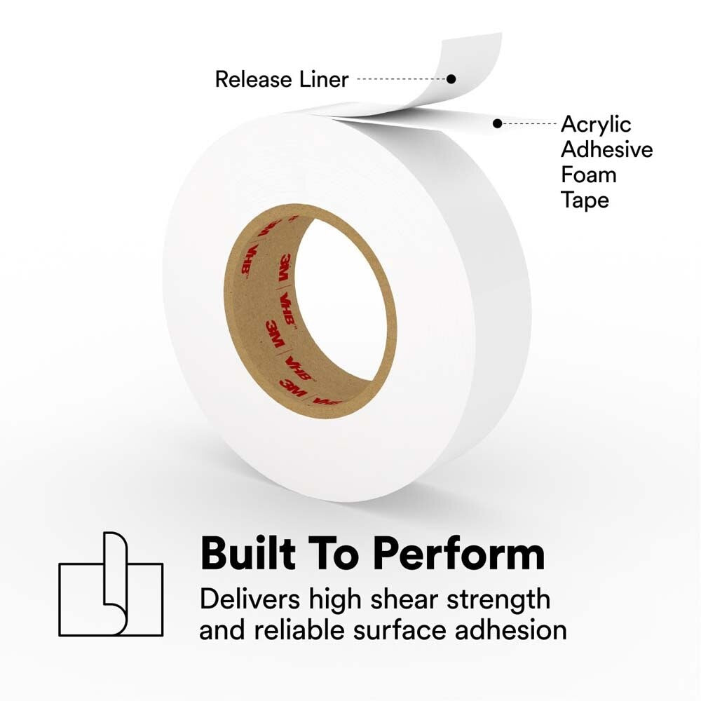 3M 7000123403 VHB Tape 4959, White, 1/2 in x 36 yd 120 mil (18 Pack) - 7
