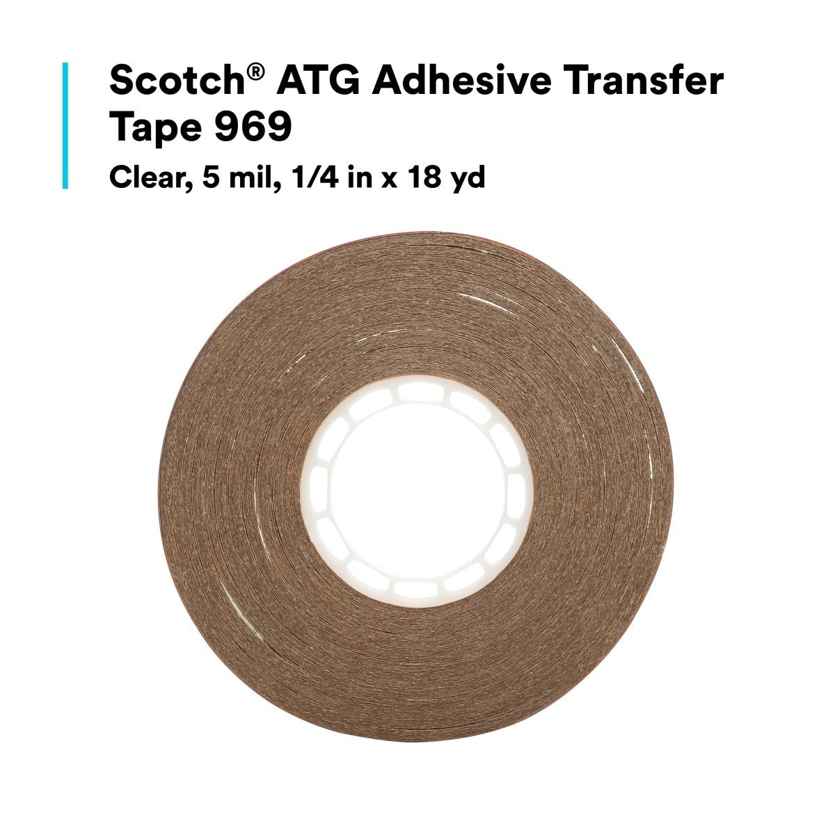 3M 969 Scotch ATG Adhesive Transfer Tape, Clear, 1/4 in x 18 yd, 5 mil (7000123406) (72 Pack) - 6