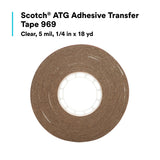 3M 969 Scotch ATG Adhesive Transfer Tape, Clear, 1/4 in x 18 yd, 5 mil (7000123406) (72 Pack) - 6
