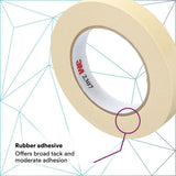 3M 2307 Masking Tape , Tan, 18 mm x 55 m, 5.2 mil (7000123530) (48 Pack) - 5