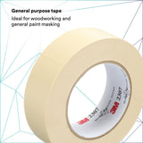 3M 2307 Masking Tape, Tan, Rubber Adhesive, Crepe Paper Backing, 24 mm x 55 m, 5.2 mil (7000123531) (36 Pack) - 4