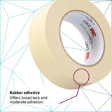 3M 2307 Masking Tape, Tan, Rubber Adhesive, Crepe Paper Backing, 24 mm x 55 m, 5.2 mil (7000123531) (36 Pack) - 6