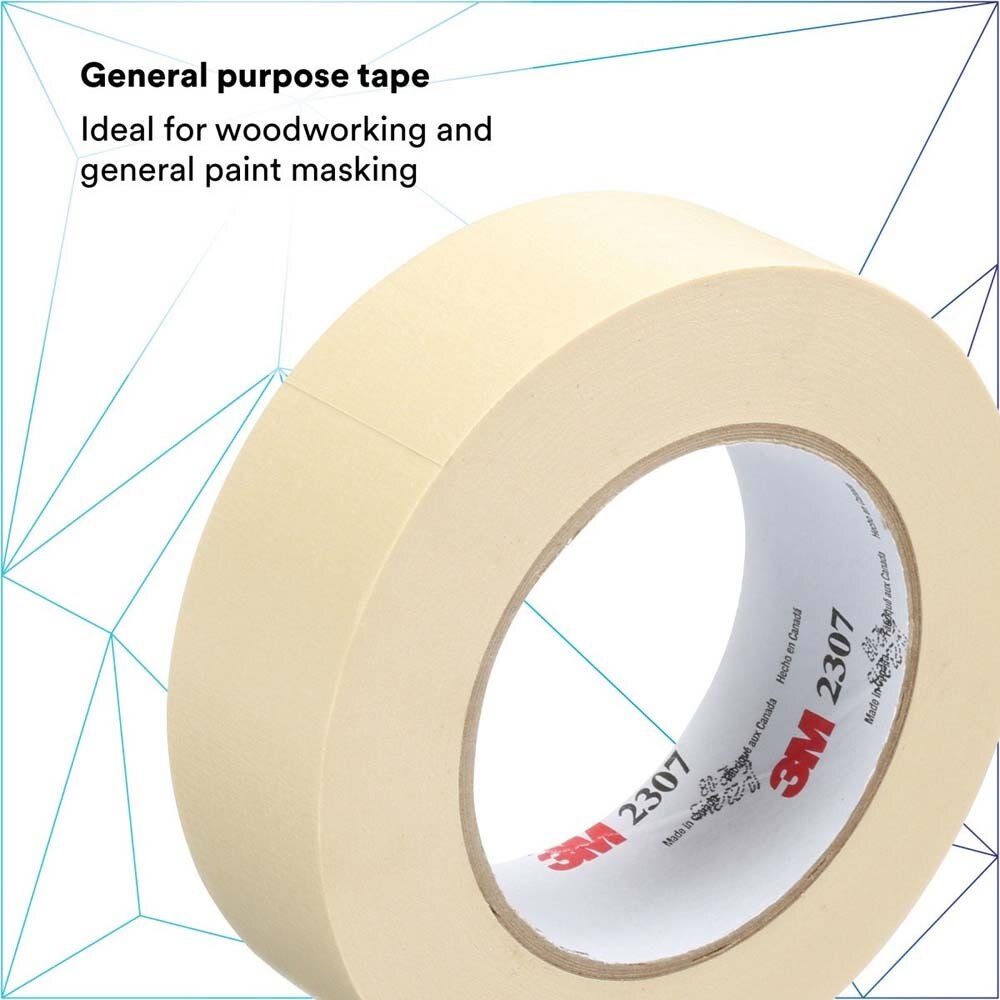 3M 2307 Masking Tape , Tan, 36 mm x 55 m, 5.2 mil (7000123532) (24 Pack) - 3
