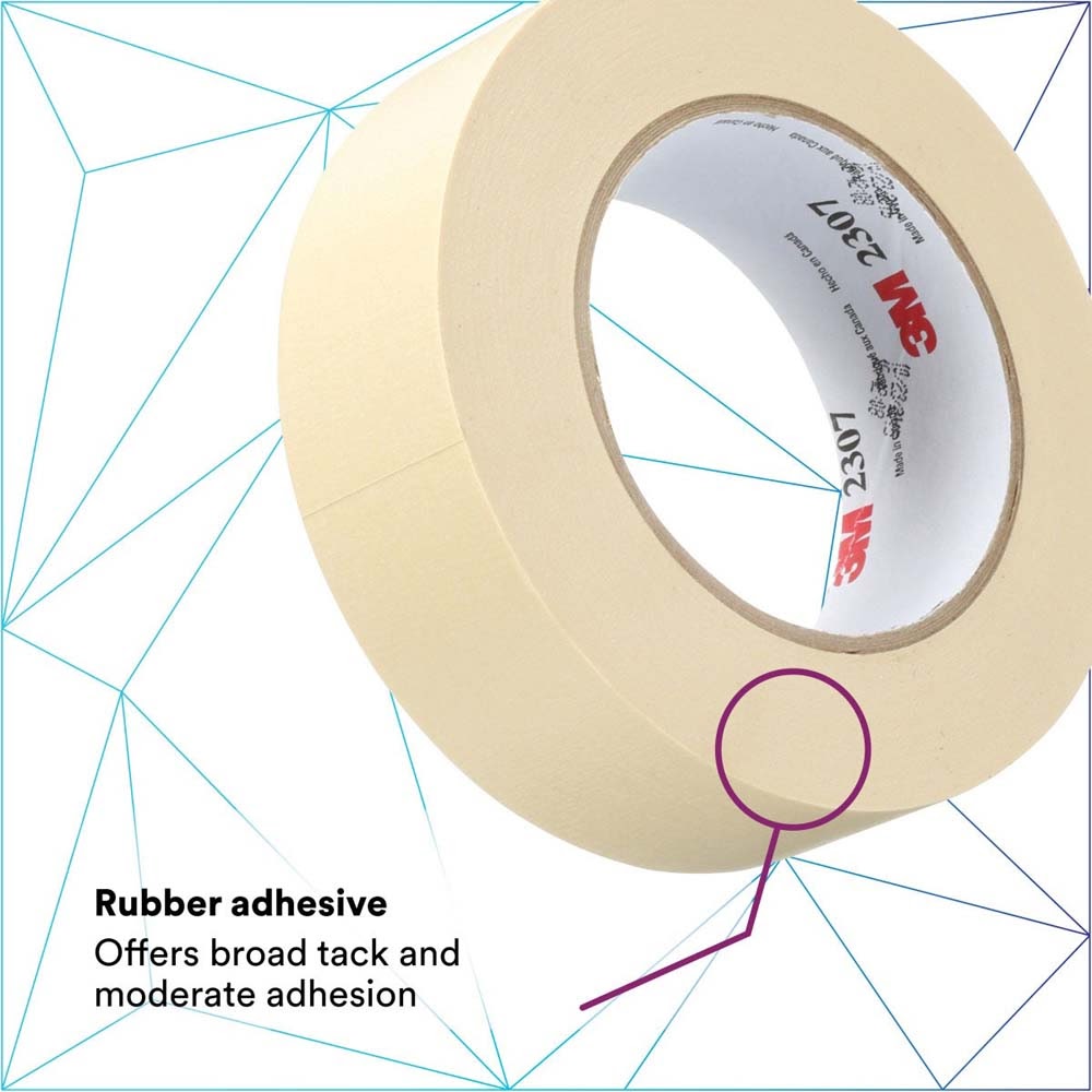 3M 2307 Masking Tape , Tan, 48 mm x 55 m, 5.2 mil (7000123533) (24 Pack) - 3