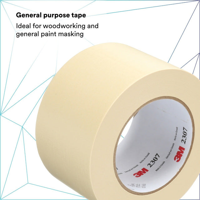 3M 2307 Masking Tape, Tan, 72 mm x 55 m, 5.2 mil (7000123534) (12 Pack) - 2