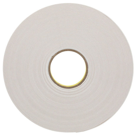 3M 4496W Double Coated Polyethylene Foam Tape, White, 1/2 in x 36 yd, 62 mil (7000123604) (18 Pack)