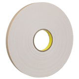 3M 4496W Double Coated Polyethylene Foam Tape, White, 1/2 in x 36 yd, 62 mil (7000123604) (18 Pack) - 3
