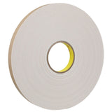 3M 4496W Double Coated Polyethylene Foam Tape, White, 1/2 in x 36 yd, 62 mil (7000123604) (18 Pack) - 3