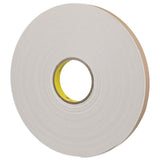 3M 4496B 4496 Double Coated Polyethylene Foam Tape W, White, 1 in x 36 yd, 62 mil (7000123606) (9 Pack) - 3