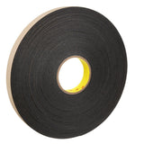 3M 4492B Double Coated Polyethylene Foam Tape, Black, 1 in x 72 yd, 31 mil (7000123710) (9 Pack)