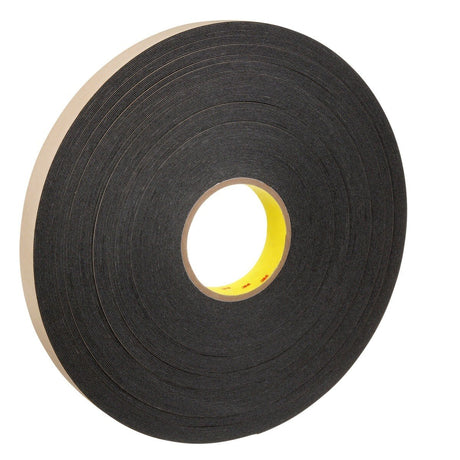 3M 4492B Double Coated Polyethylene Foam Tape, Black, 1 in x 72 yd, 31 mil (7000123710) (9 Pack)