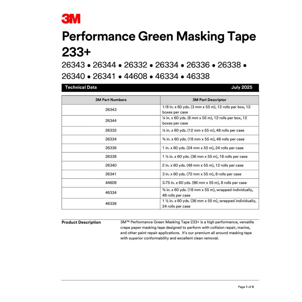 3M 233+ 26341 Scotch Performance Green Masking Tape, 72 mm x 55 m, Green (7000123776) (8 Pack) - 10