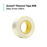 3M 898 Scotch Filament Tape, Clear, 12 mm x 330 m, 6.6 mil (7000123842) (12 Pack)