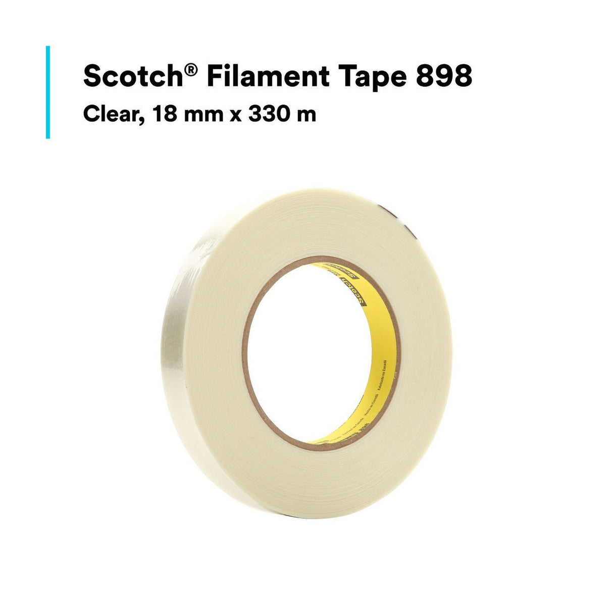 3M 898 Scotch Filament Tape, Clear, 18 mm x 330 m, 6.6 mil (7000123844) (8 Pack) - 2