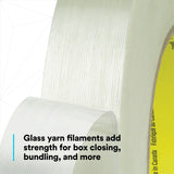 3M 898 Scotch Filament Tape, Clear, 18 mm x 330 m, 6.6 mil (7000123844) (8 Pack) - 3