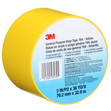 3M 764 General Purpose Vinyl Tape, Yellow, 3 in x 36 yd, 5 mil (43179) (7000123864) (12 Pack) - 7