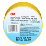 3M 764 General Purpose Vinyl Tape, Yellow, 3 in x 36 yd, 5 mil (43179) (7000123864) (12 Pack) - 9