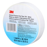 3M 764  General Purpose Vinyl Tape, White, 1 in x 36 yd, 5 mil, Floor Marking, Color Coding, Bundling (43184) (7000123866) (36 Pack) - 8