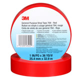 3M 764 General Purpose Vinyl Tape, Red, 5 mil, 1 in x 36 yd (43424) (7000123883) (36 Pack) - 7