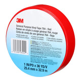 3M 764 General Purpose Vinyl Tape, Red, 5 mil, 1 in x 36 yd (43424) (7000123883) (36 Pack) - 8