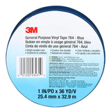 3M 764 General Purpose Vinyl Tape, Blue, 1 in x 36 yd, 5 mil (43431) (7000123887) (36 Pack) - 6