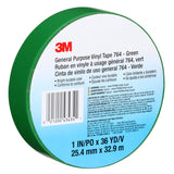3M 764 General Purpose Vinyl Tape, Green, 1 in x 36 yd, 5 mil (43434) (7000123888) (36 Pack) - 10