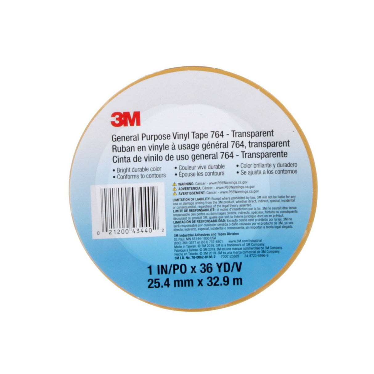 3M General Purpose Vinyl Tape, Transparent, 1 in x 36 yd, 5 mil Roll (764) (7000123889) (36 Pack) - 8