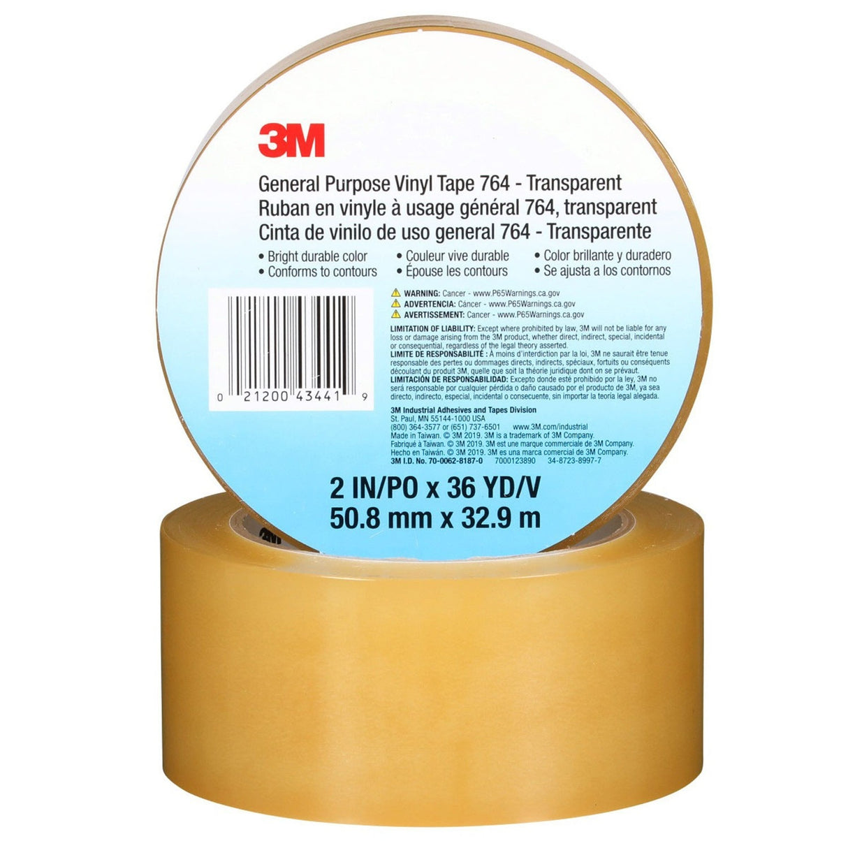 3M 764 General Purpose Vinyl Tape Transparent 2 in x 36 yd 5 mil Floor Marking Color Coding Bundling (7000123890) (24 Pack) - 6