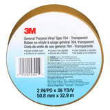 3M 764 General Purpose Vinyl Tape Transparent 2 in x 36 yd 5 mil Floor Marking Color Coding Bundling (7000123890) (24 Pack) - 7