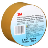 3M 764 General Purpose Vinyl Tape Transparent 2 in x 36 yd 5 mil Floor Marking Color Coding Bundling (7000123890) (24 Pack) - 8