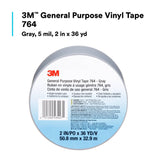 3M 764 General Purpose Vinyl Tape, Gray, 2 in x 36 yd, 5 mil (7000123891) (24 Pack) - 9