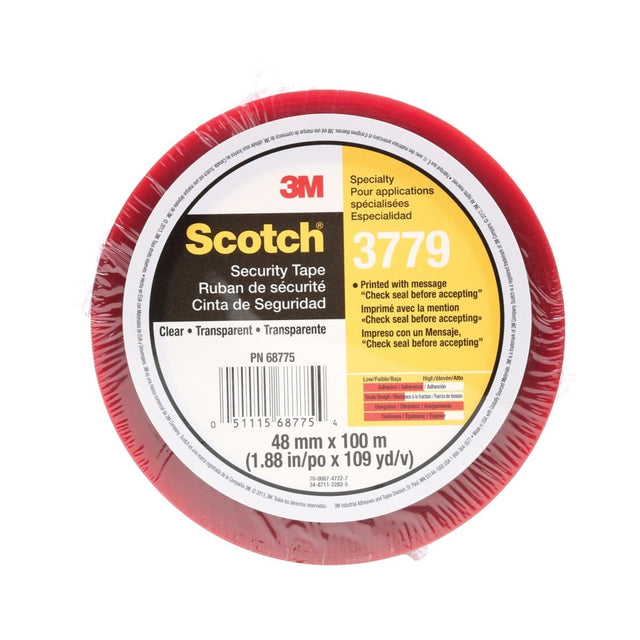 3M 3779 Scotch Security Message Box Sealing Tape, Clear, 48 mm x 100 m (7000123942) (36 Pack)