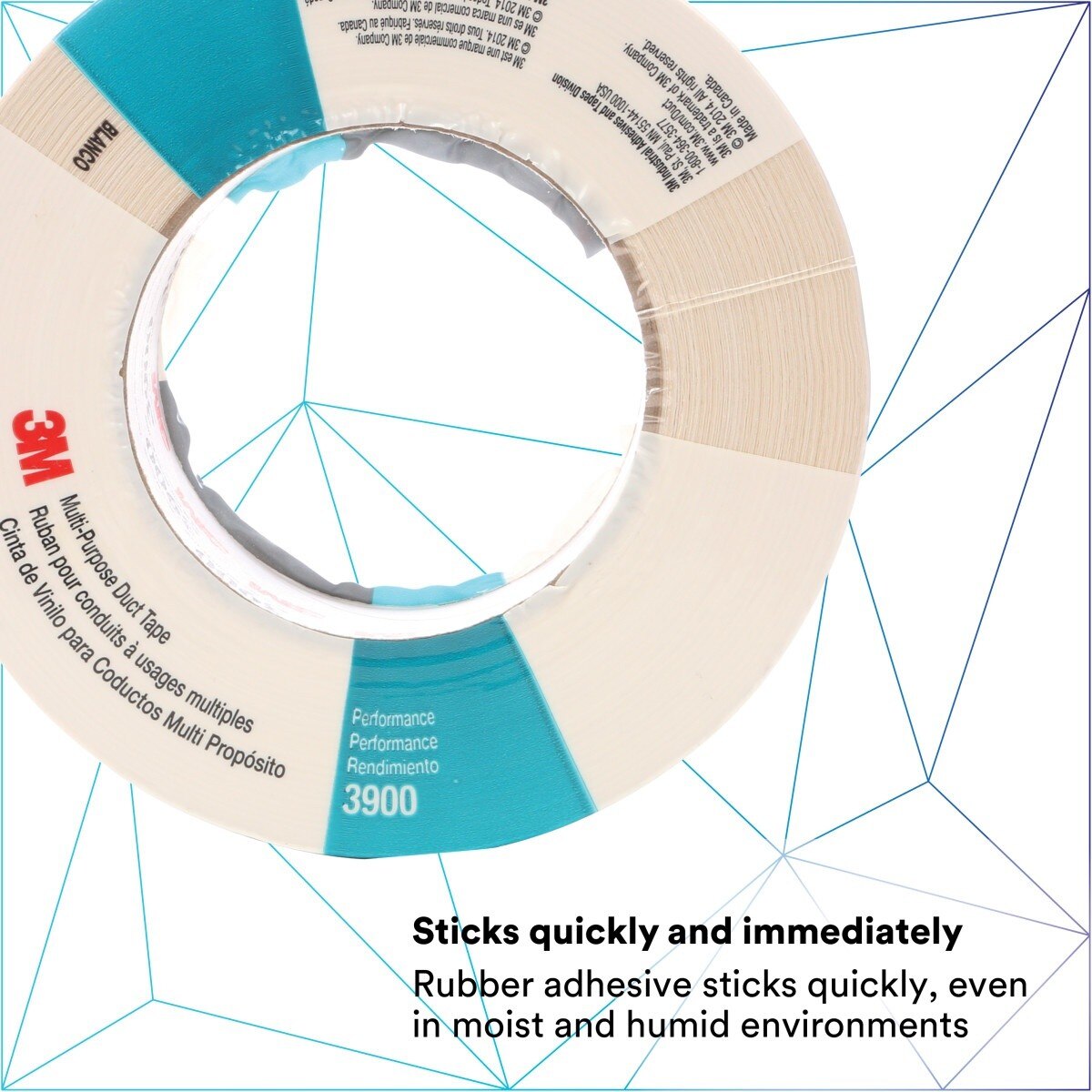 3M 3900 Multi Purpose Duct Tape, Rubber Adhesive, Water Resistant, White, 48 mm x 54.8 m, 7.6 mil (7000124008) (24 Pack) - 3