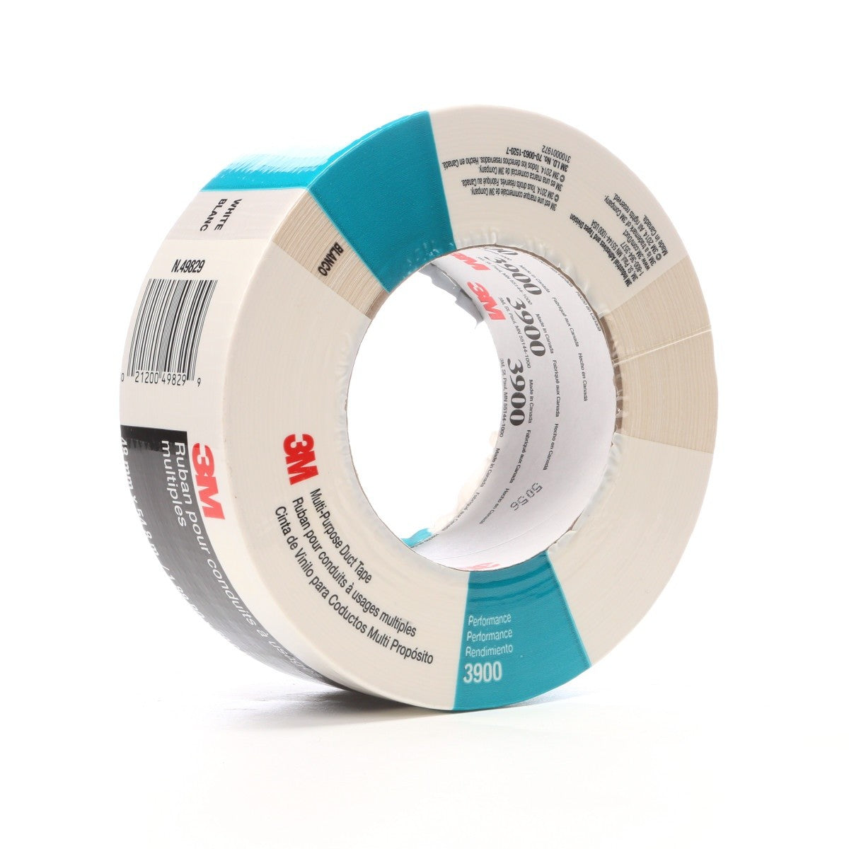 3M 3900 Multi Purpose Duct Tape, Rubber Adhesive, Water Resistant, White, 48 mm x 54.8 m, 7.6 mil (7000124008) (24 Pack) - 6