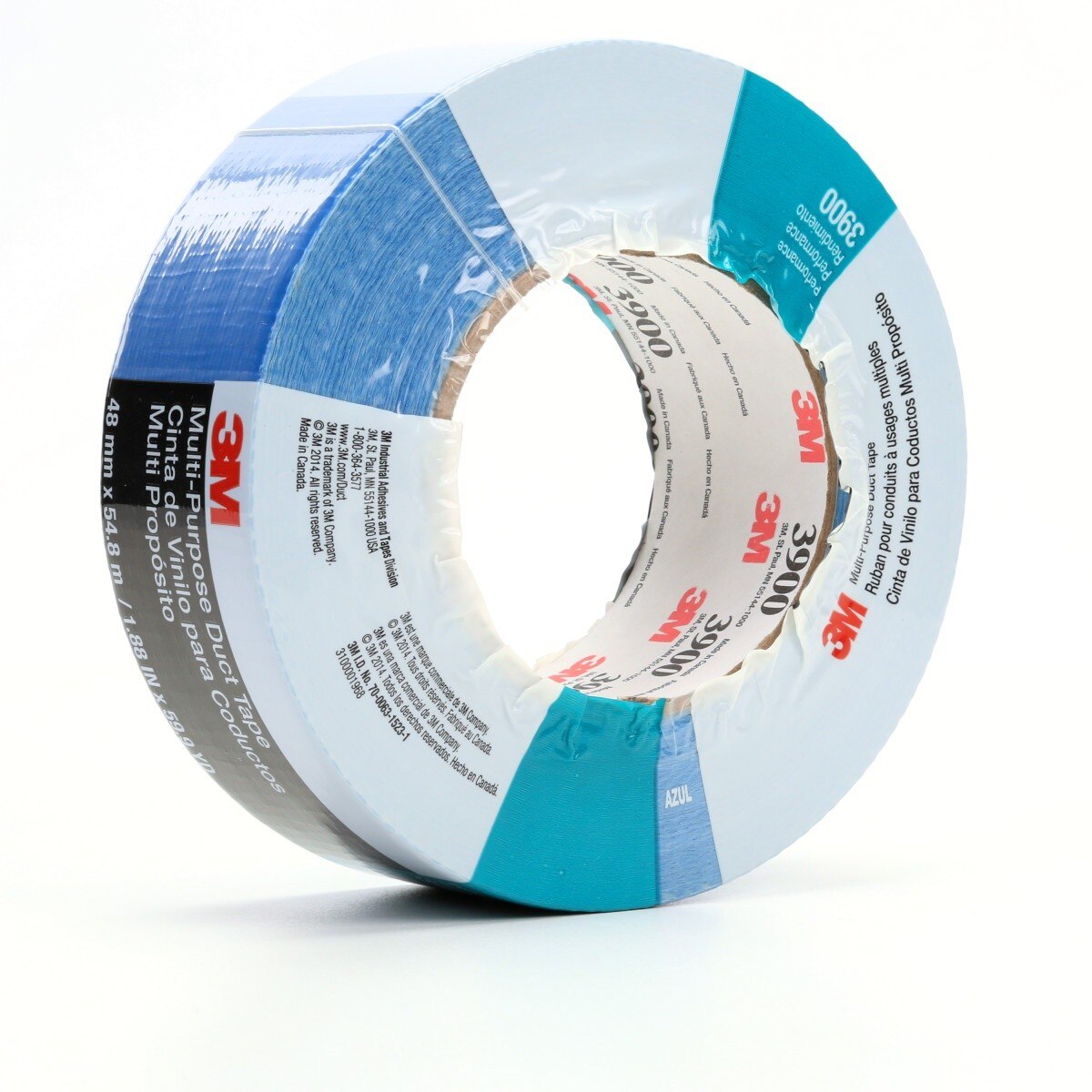 3M 3900 Multi-Purpose Duct Tape, Blue, Rubber Adhesive, Water Resistant, 48 mm x 54.8 m, 7.6 mil (7000124009) (24 Pack) - 6