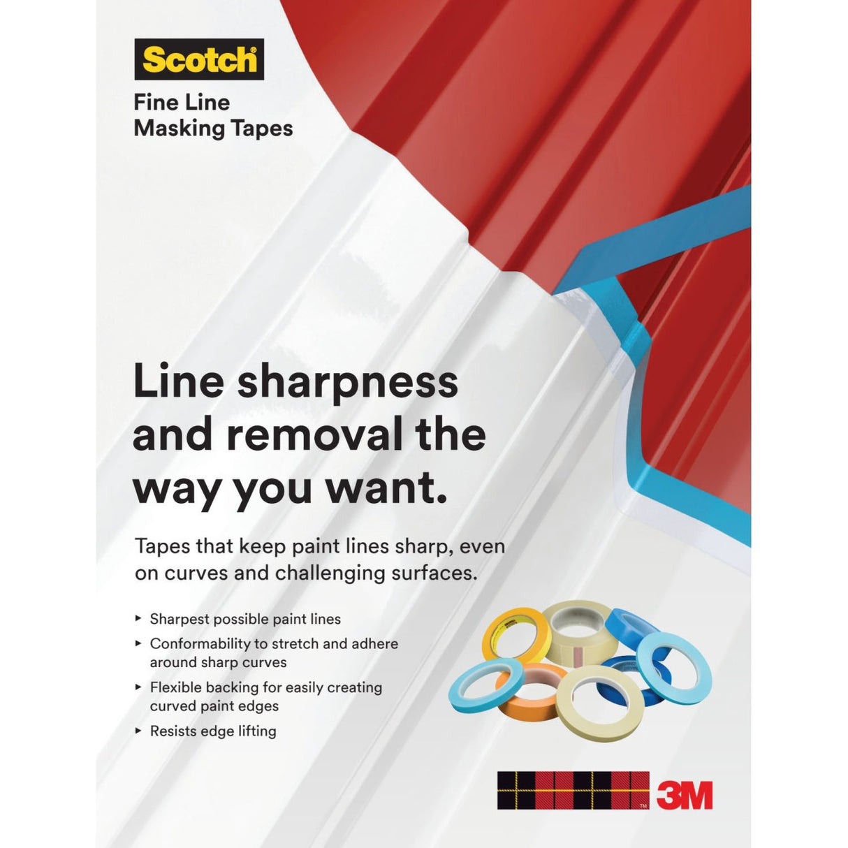3M 215 Scotch Fine Line Tape, Blue, 2 in x 60 yd, 4.8 mil (7000124099) (24 Pack) - 2