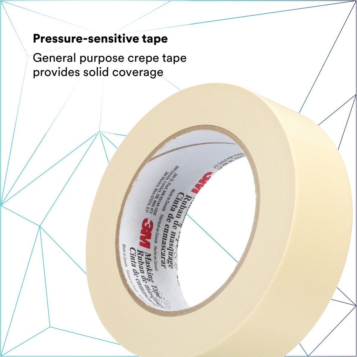 3M 203 General Purpose Masking Tape, Beige, 36 mm x 55 m, 4.7 mil (7000124208) (24 Pack) - 3